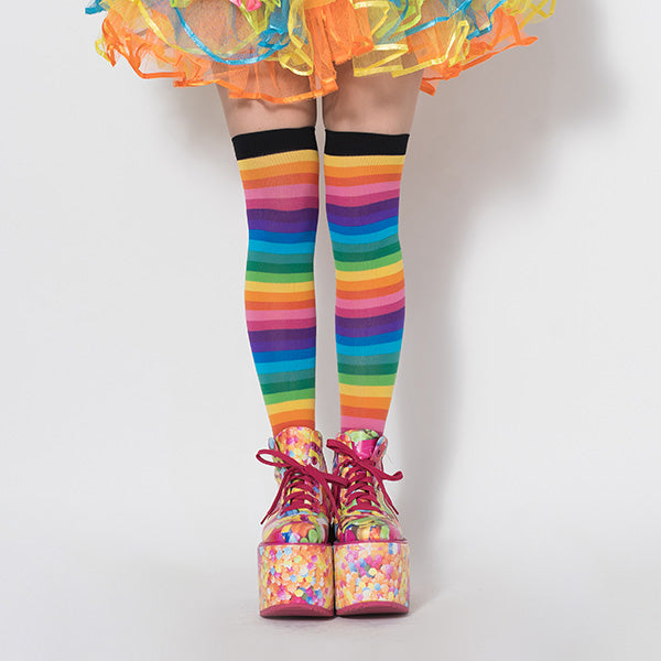 Rainbow Knee-High Socks – ACDC RAG - Main Image