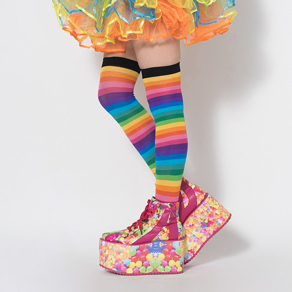 I read an image to a gallery viewer, Rainbow Knee-High Socks