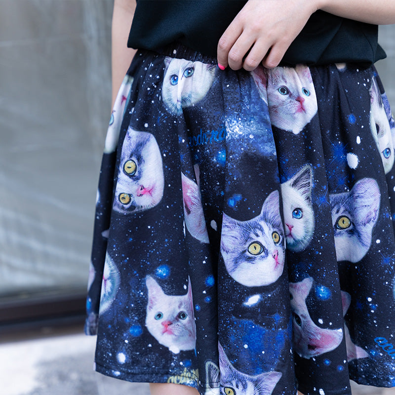 I read an image to a gallery viewer, Cat flare skirt