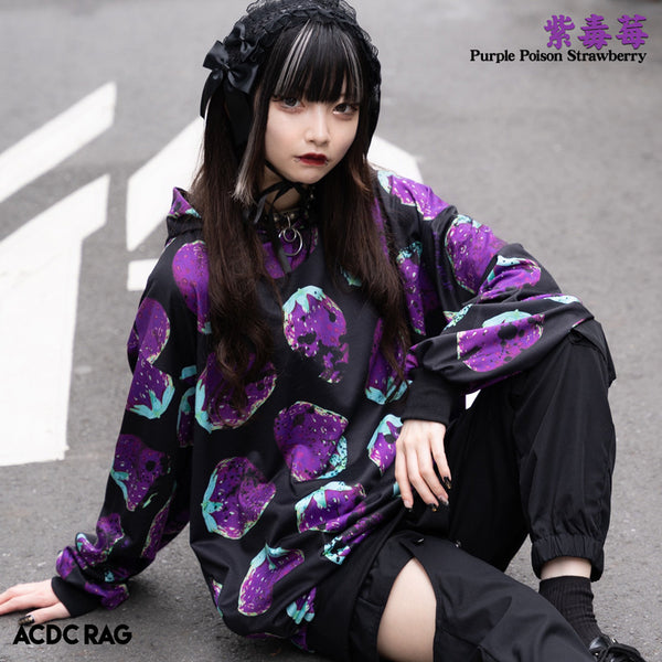半額 50％OFFの通販 ACDC RAG フード付き長袖 ストロベリー柄 トップス