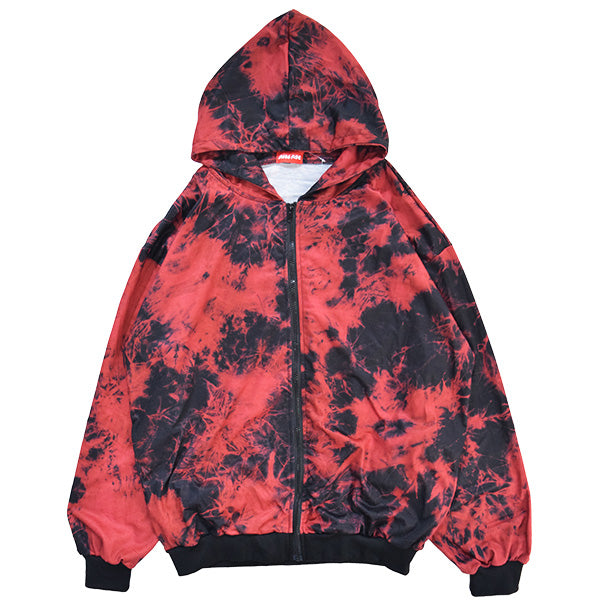 Tie Dye Red And Black Hoodie Zip Up Tie Dye Red And Black Hoodie