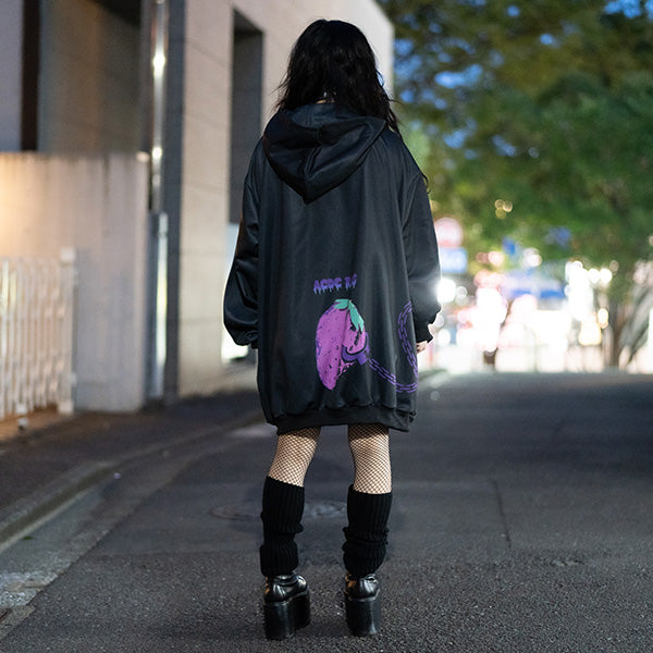 パーカー・フーディ IONSEOUL ACDC Black Dyeing Hoodie BBU379 AC/DC Vintage Tie-Dye Back In Black Hoodie T-shirts/Clothing