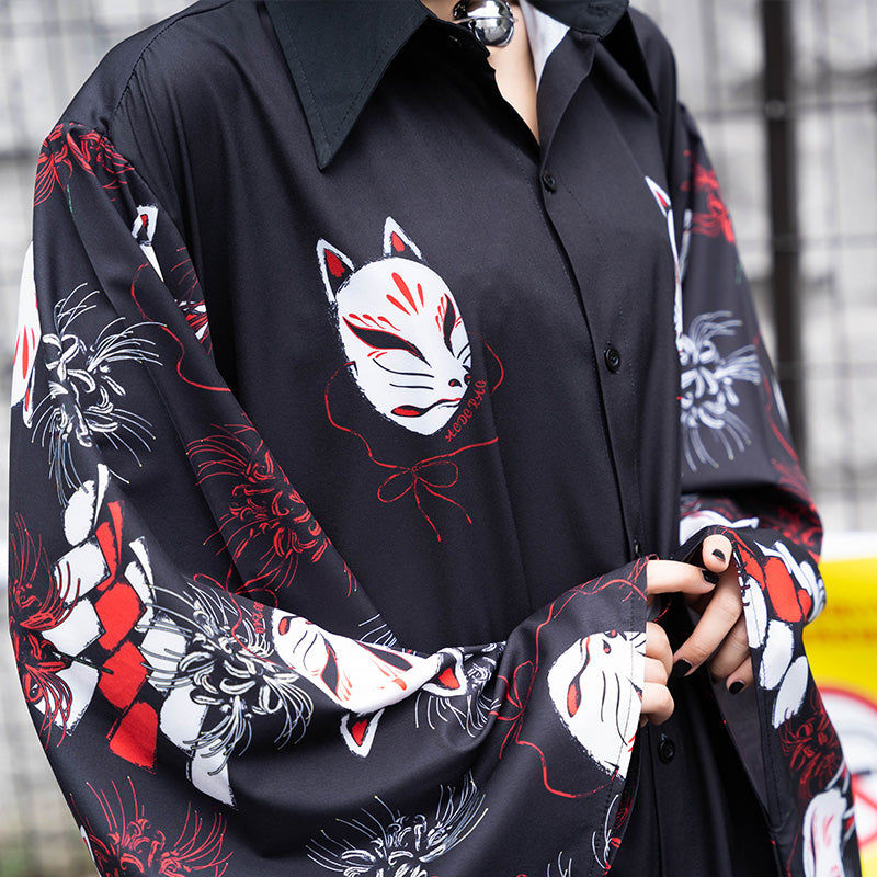 I read an image to a gallery viewer, Higanbana Kimono Shirt