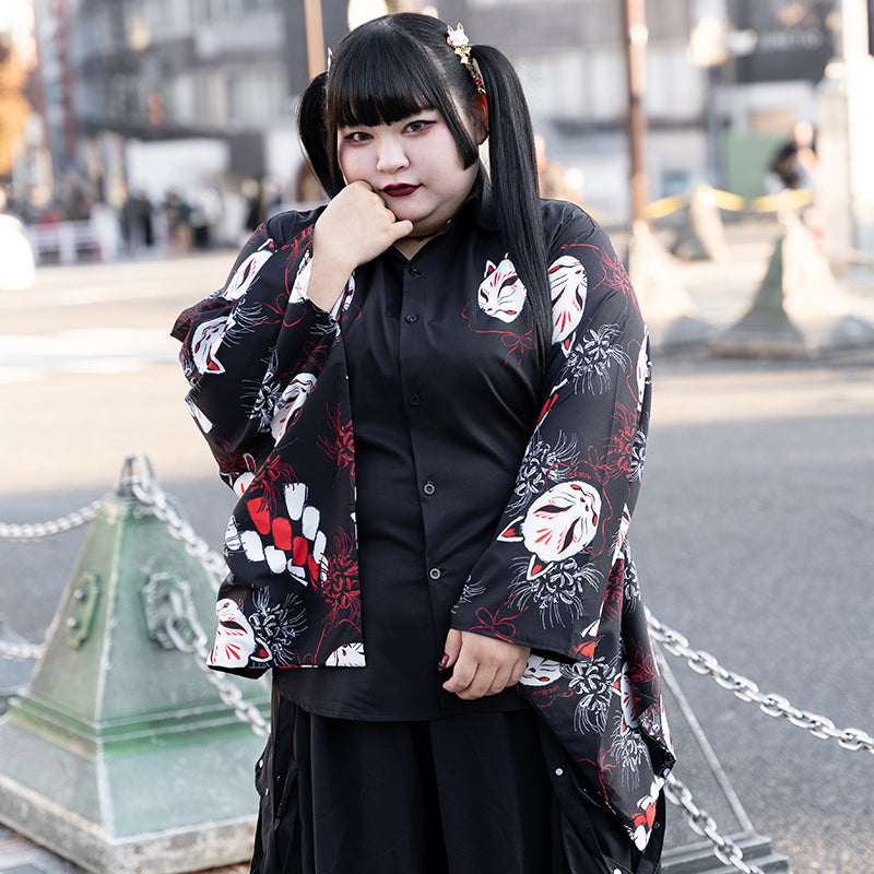 I read an image to a gallery viewer, Higanbana Kimono Shirt (Plus Size Ver.)