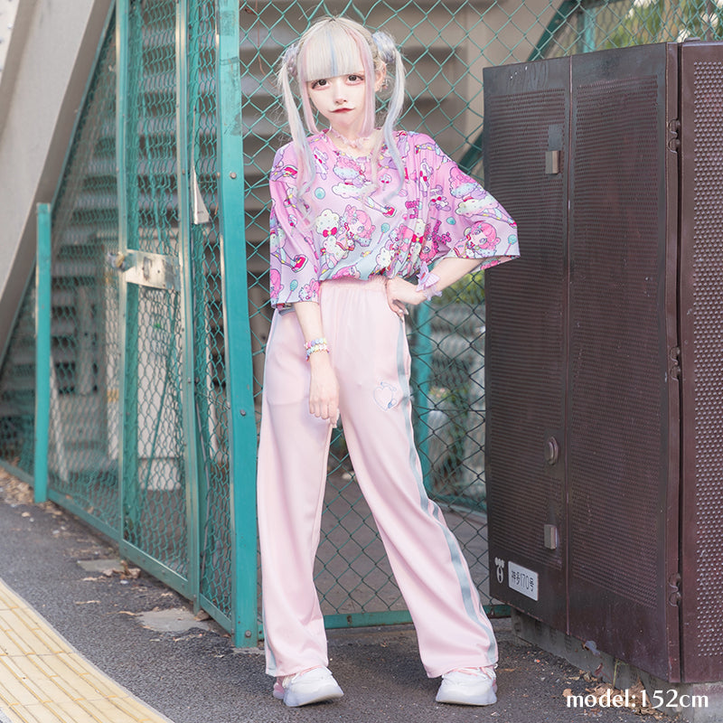 I read an image to a gallery viewer, Safe Jersey Pants Pastel Pink/ Pastel Blue