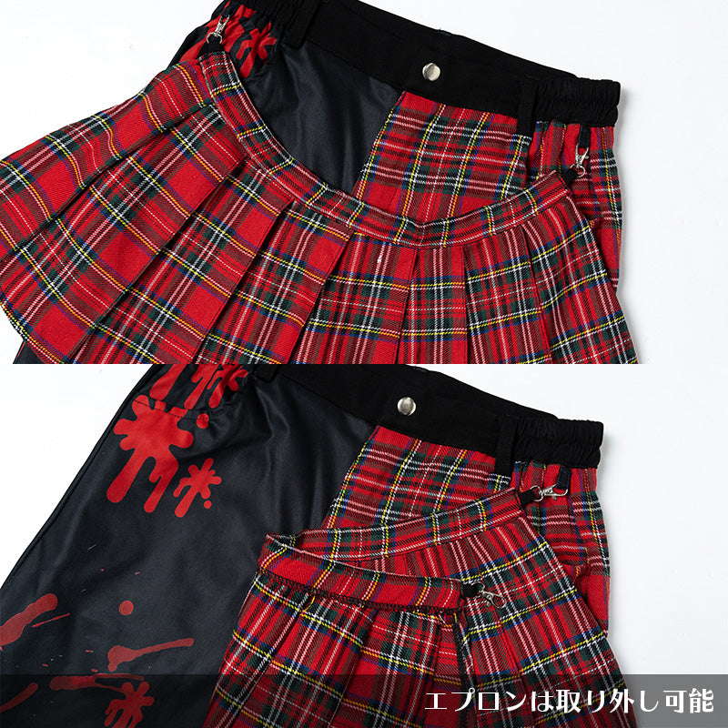 Dark Wear Red & Black Tartan Bondage Punk Trousers Music Metal Punk Trouser