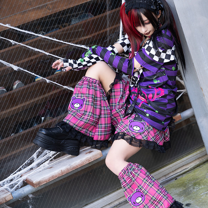 Purple Plaid Punk Foot Sock Women Japanese Harajuku Kawaii