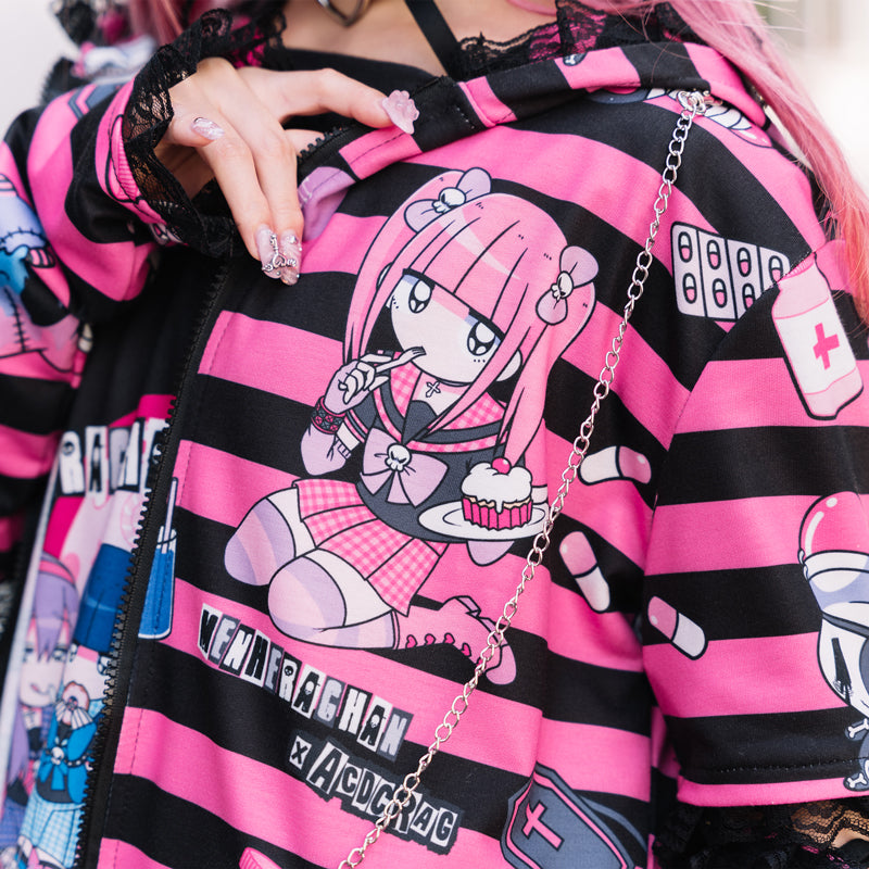 ACDC RAG Yami Kawaii Punk Menhera-chan Usamimi Parka - Pink