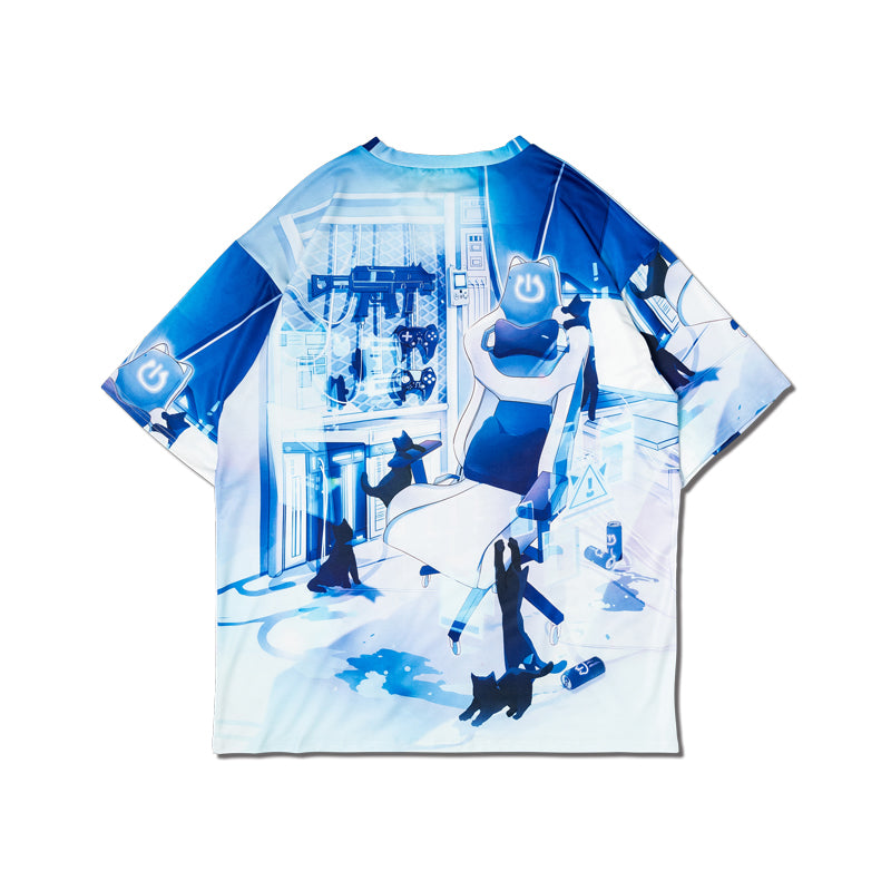 I read an image to a gallery viewer, Cyber Cat Huge T-Shirts