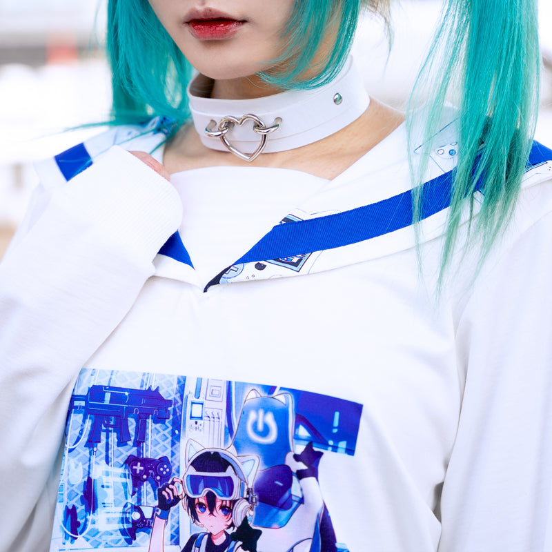 I read an image to a gallery viewer, Cyber Cat Sailor Hoodie