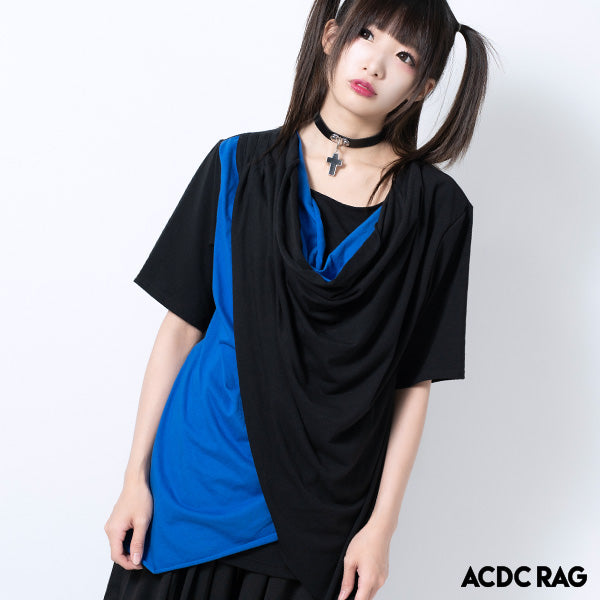 I read an image to a gallery viewer, [Short Sleeve] Drape Long T-Shirt