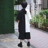 [Short Sleeve] Asymmetry Usamimi Zip Parka