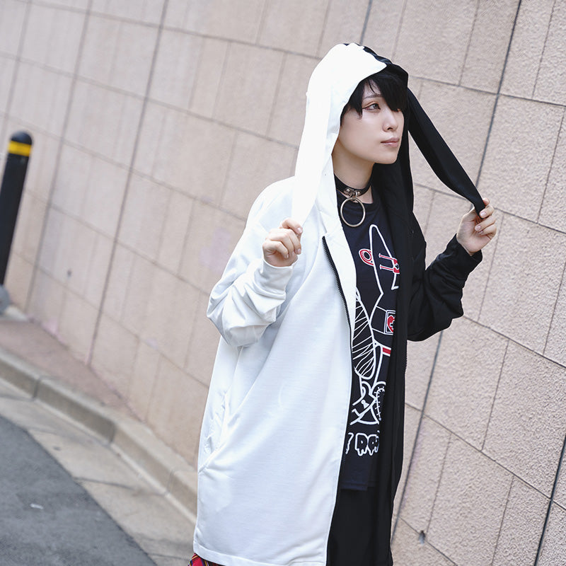 I read an image to a gallery viewer, Asymmetry Usamimi ZIP Hoodie