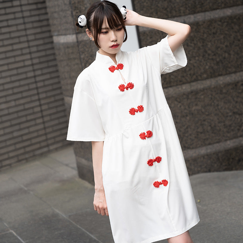 I read an image to a gallery viewer, [Short Sleeve] Button China Dress
