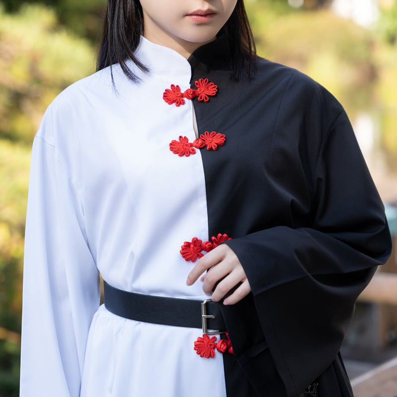 Asymmetric Button China Dress